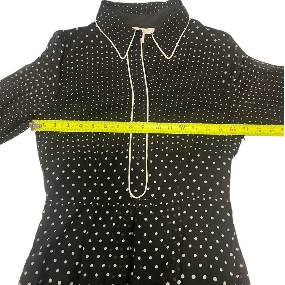 1901 Black & White Polka Dot Long Sleeve Dress - Picture 3 of 5